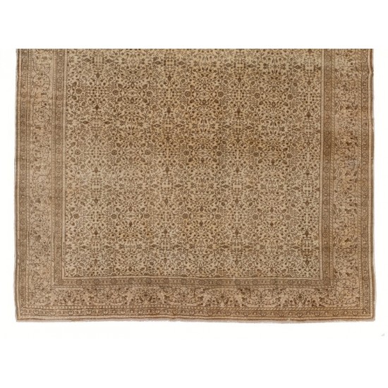 Hand-knotted Vintage Turkish Area Rug with Floral Design
