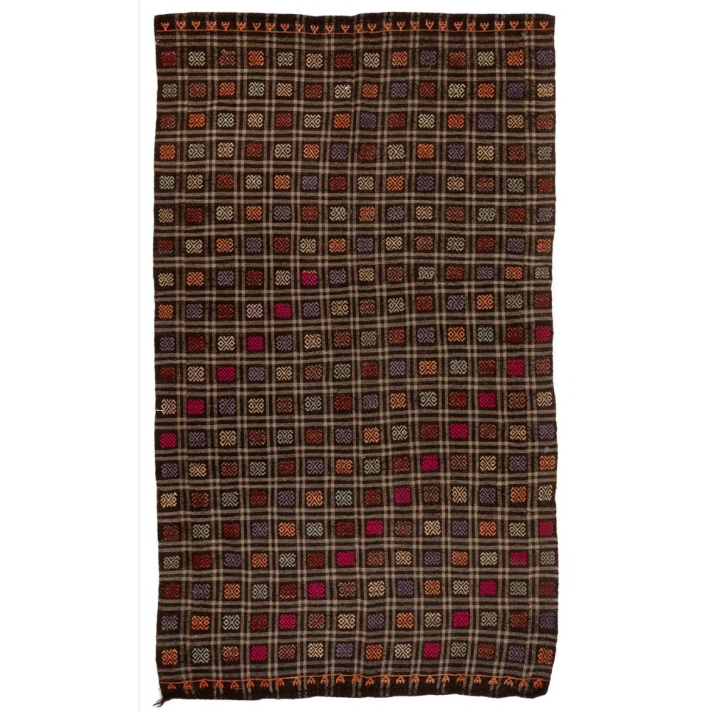 Multicolor Vintage Anatolian Jijim Kilim Rug. One of a Kind Hand-woven Carpet