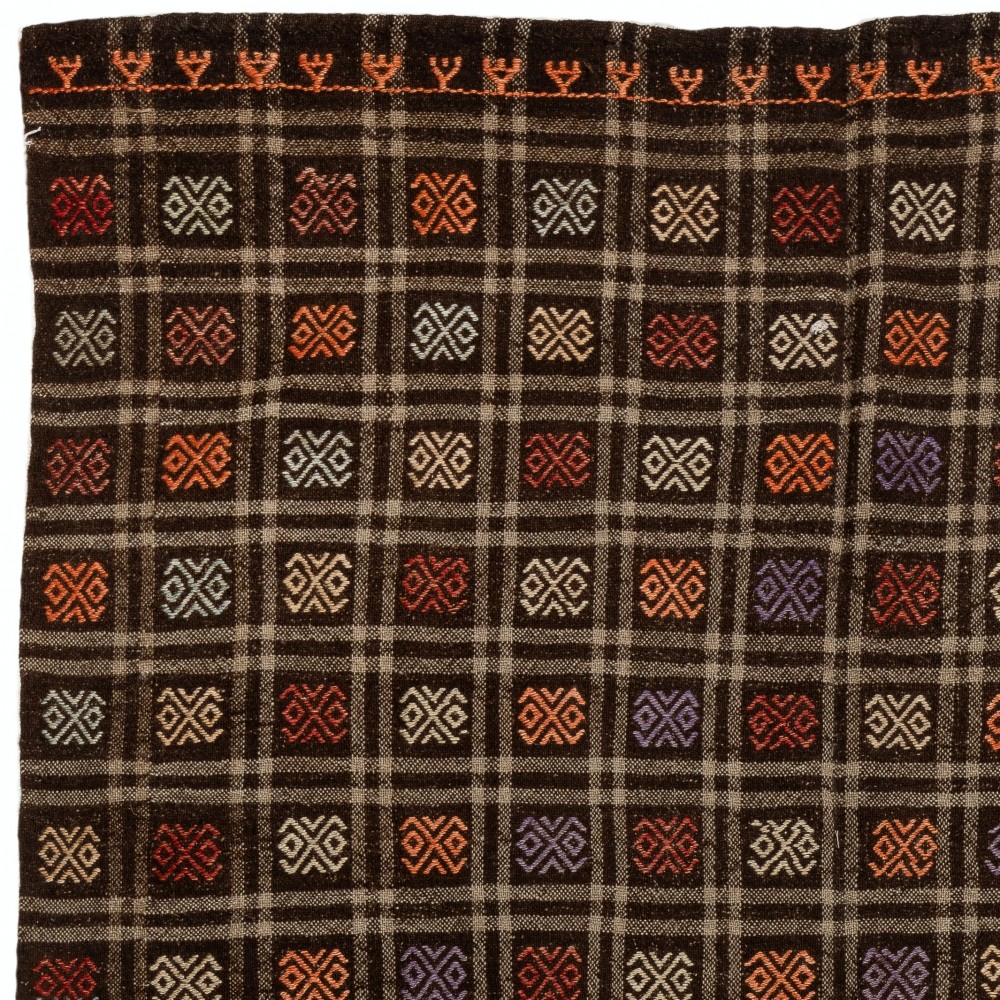 Vintage Handwoven Turkish Jijim Kilim, Multicolored Geometric Flatweave Rug, 100% Wool