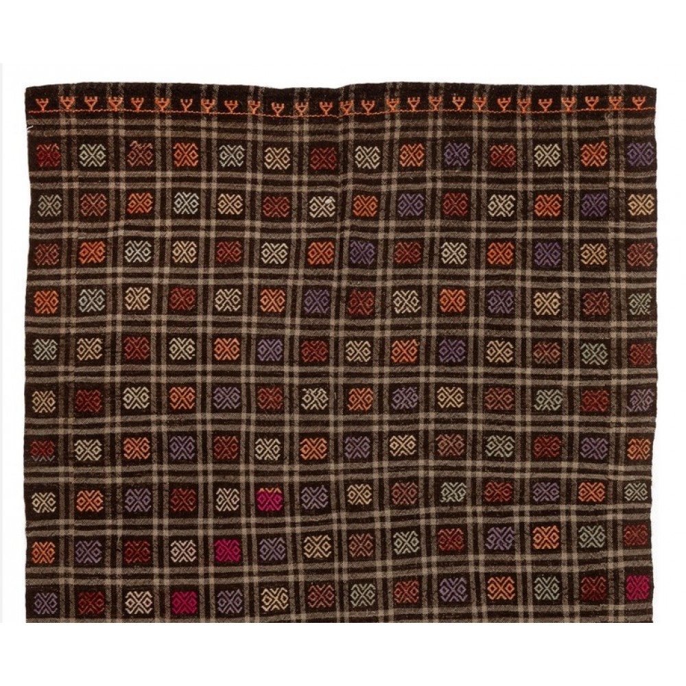 Multicolor Vintage Anatolian Jijim Kilim Rug. One of a Kind Hand-woven Carpet