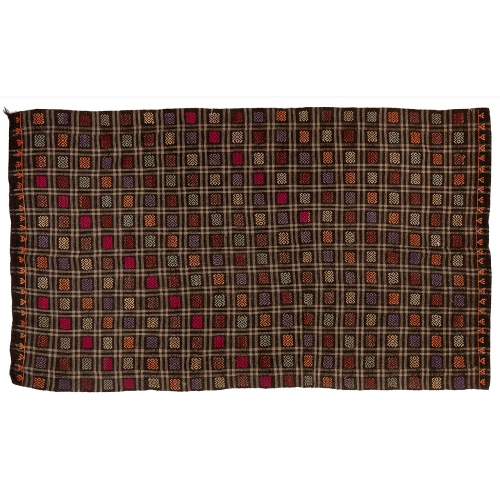 Multicolor Vintage Anatolian Jijim Kilim Rug. One of a Kind Hand-woven Carpet
