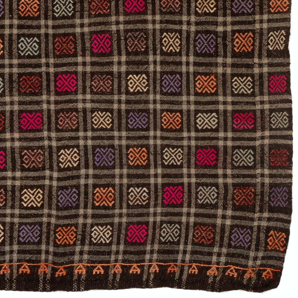 Vintage Handwoven Turkish Jijim Kilim, Multicolored Geometric Flatweave Rug, 100% Wool
