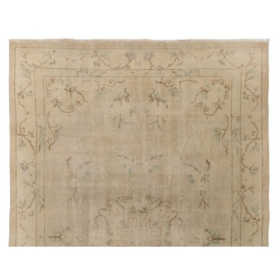 Art Deco Chinese design Vintage "Antique Washed" Rug in Neutral Colors
