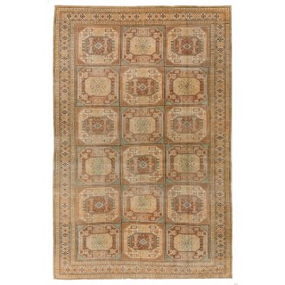 Vintage Turkish Rug, Muted Colors, Geometric Design & Tribal Patterns