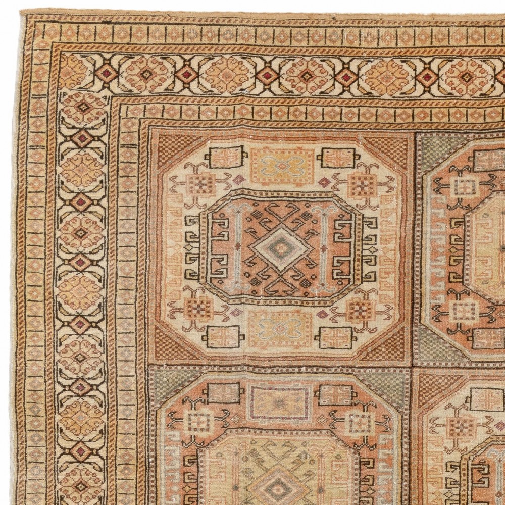Vintage Turkish Rug, Muted Colors, Geometric Design & Tribal Patterns