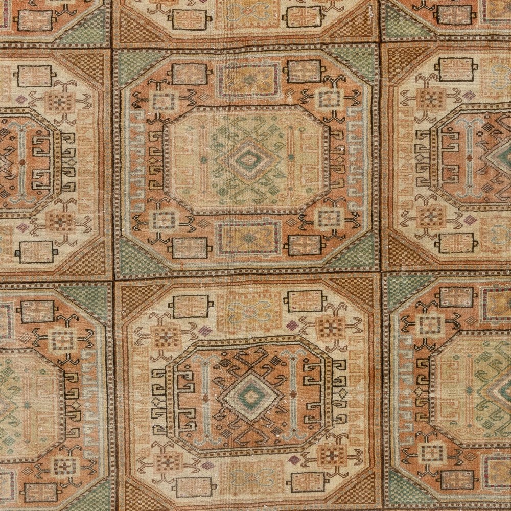 Vintage Turkish Rug, Muted Colors, Geometric Design & Tribal Patterns