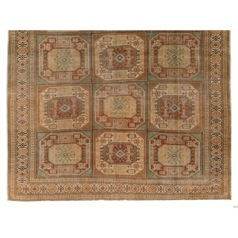Vintage Turkish Rug, Muted Colors, Geometric Design & Tribal Patterns Vintage Turkish Rug, Muted Colors, Geometric Design & Tribal Patterns