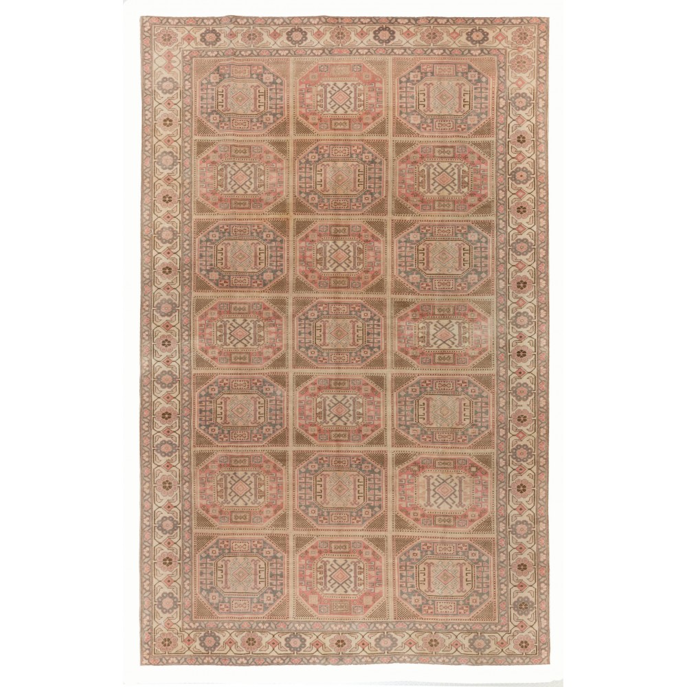 Hand Knotted Vintage Turkish Kysari Rugs, Muted Colors, Wool Pile