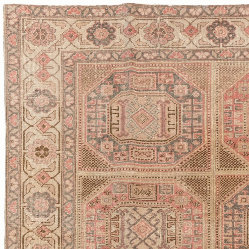 Hand Knotted Vintage Turkish Kysari Rugs, Muted Colors, Wool Pile