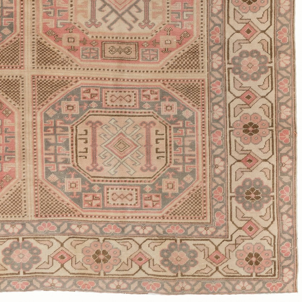 Hand Knotted Vintage Turkish Kysari Rugs, Muted Colors, Wool Pile