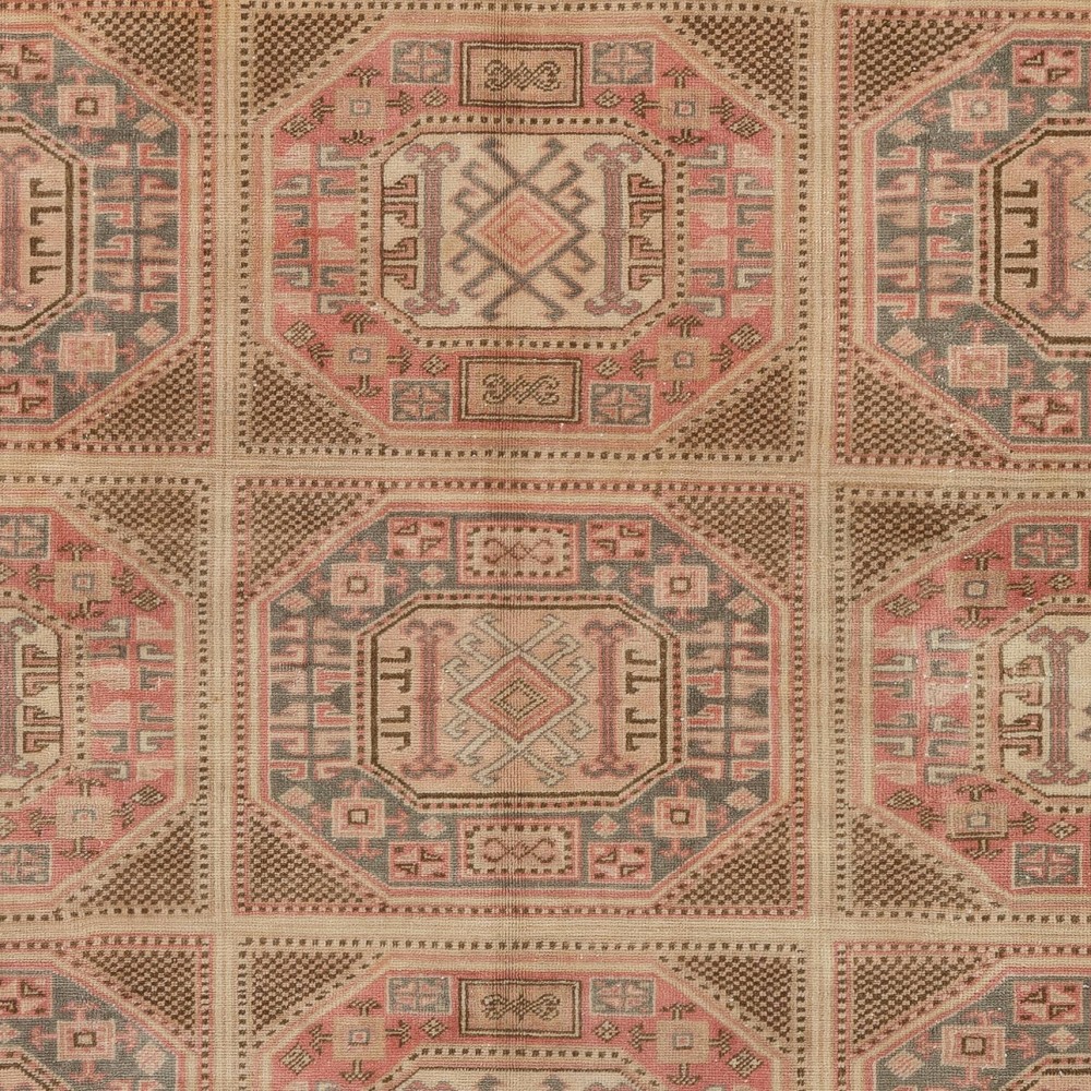 Hand Knotted Vintage Turkish Kysari Rugs, Muted Colors, Wool Pile