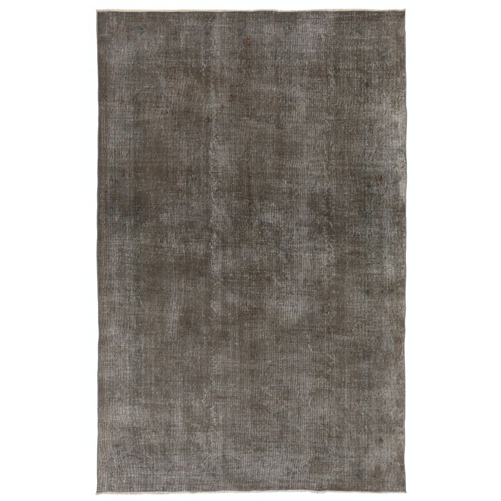 Gray Color Overdyed Handmade Vintage Turkish Rug