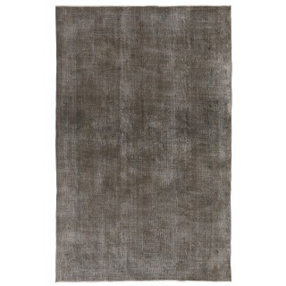 Gray Color Overdyed Handmade Vintage Turkish Rug