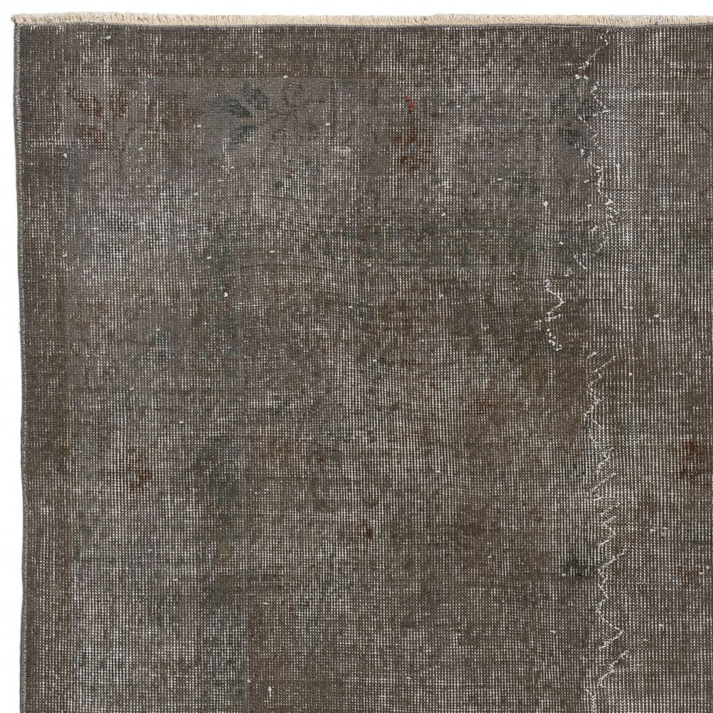 Gray Color Overdyed Handmade Vintage Turkish Rug