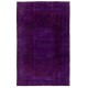 Vintage Rug Overdyed in Purple Color, Ideal for Contemporary Interiors