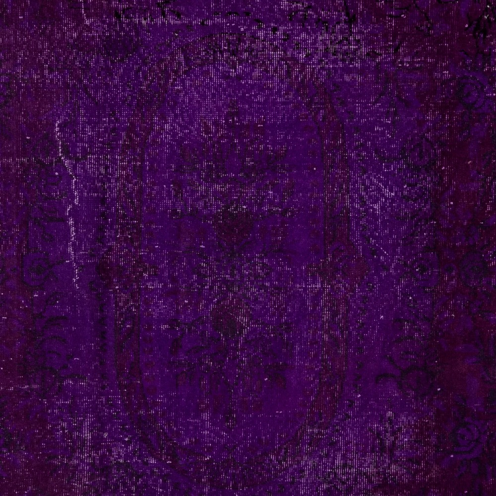 Vintage Rug Overdyed in Purple Color, Ideal for Contemporary Interiors
