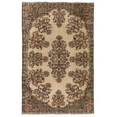 Vintage Handmade Turkish Area Rug with Floral Garden Design