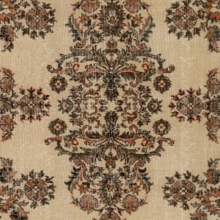 Vintage Handmade Turkish Area Rug with Floral Garden Design