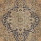 Vintage Handmade Turkish Wool Rug, Faded Peach, Apricot, Mint Green, Gray, Green & Brown Colors