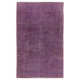 Lilac Color Re-dyed Distressed Vintage Rug. Woolen Floor Covering
