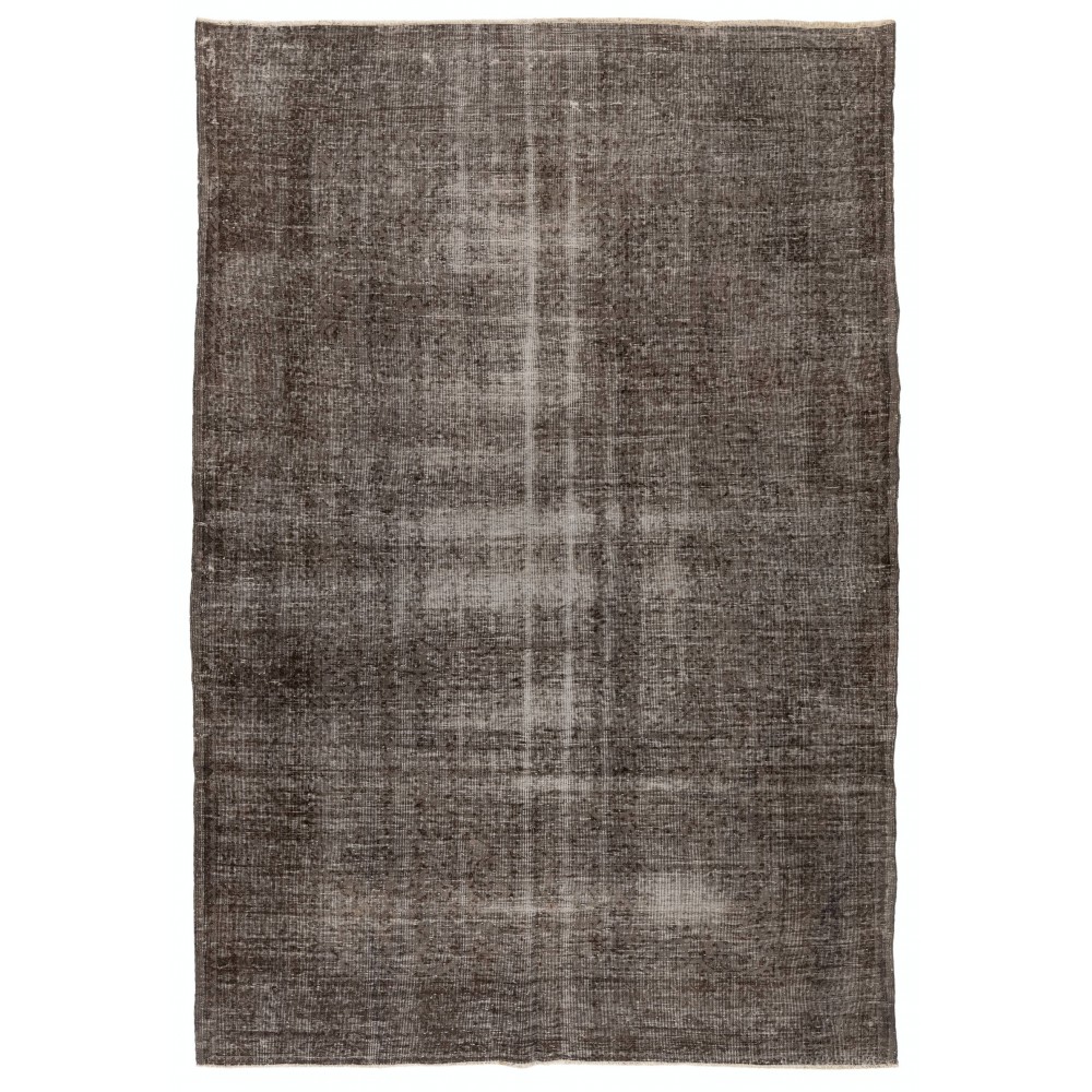 Gray Color Overdyed Distressed Vintage Turkish Rug