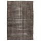 Gray Color OVERDYED Distressed Vintage Turkish Rug