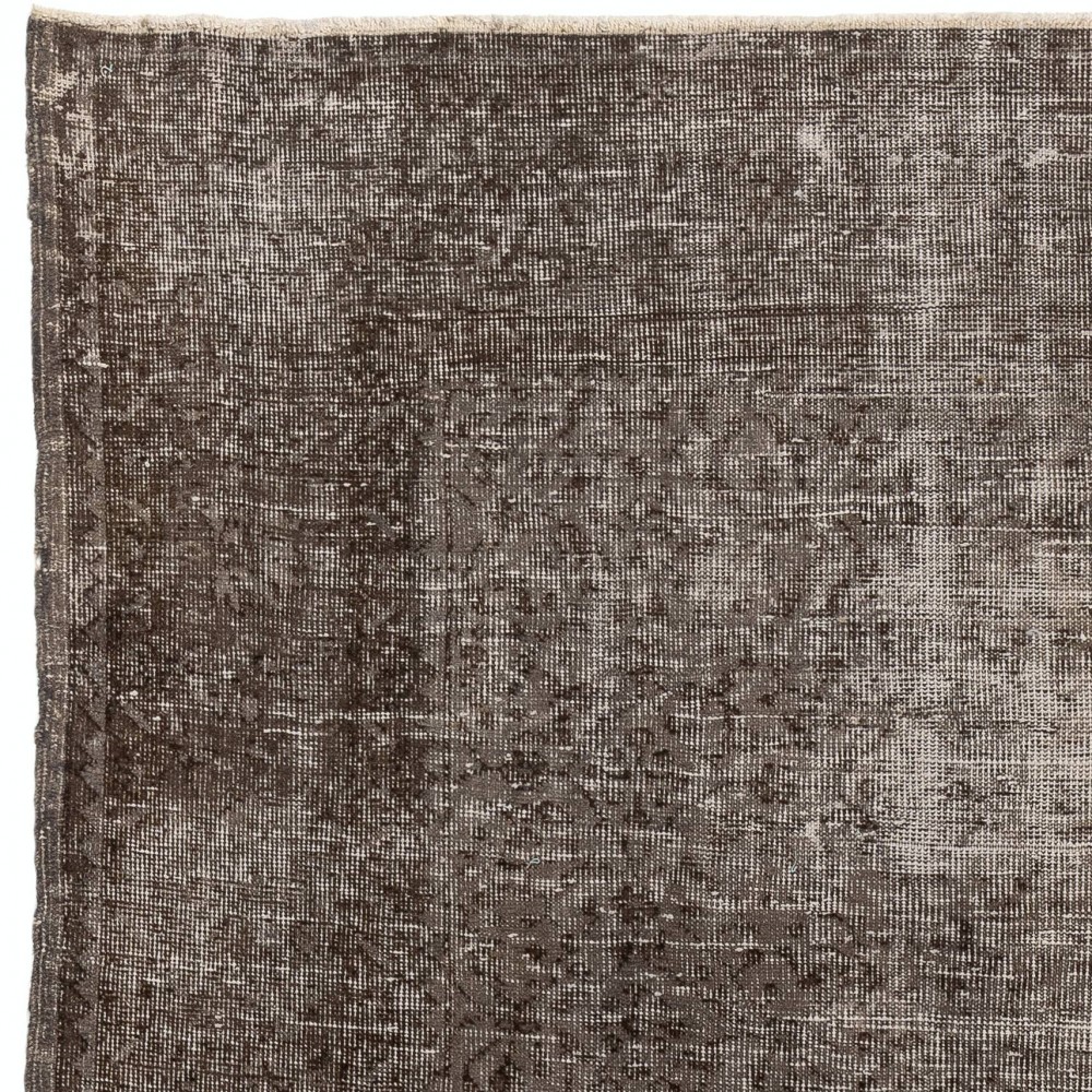 Gray Color Overdyed Distressed Vintage Turkish Rug