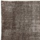 Gray Color Overdyed Distressed Vintage Turkish Rug