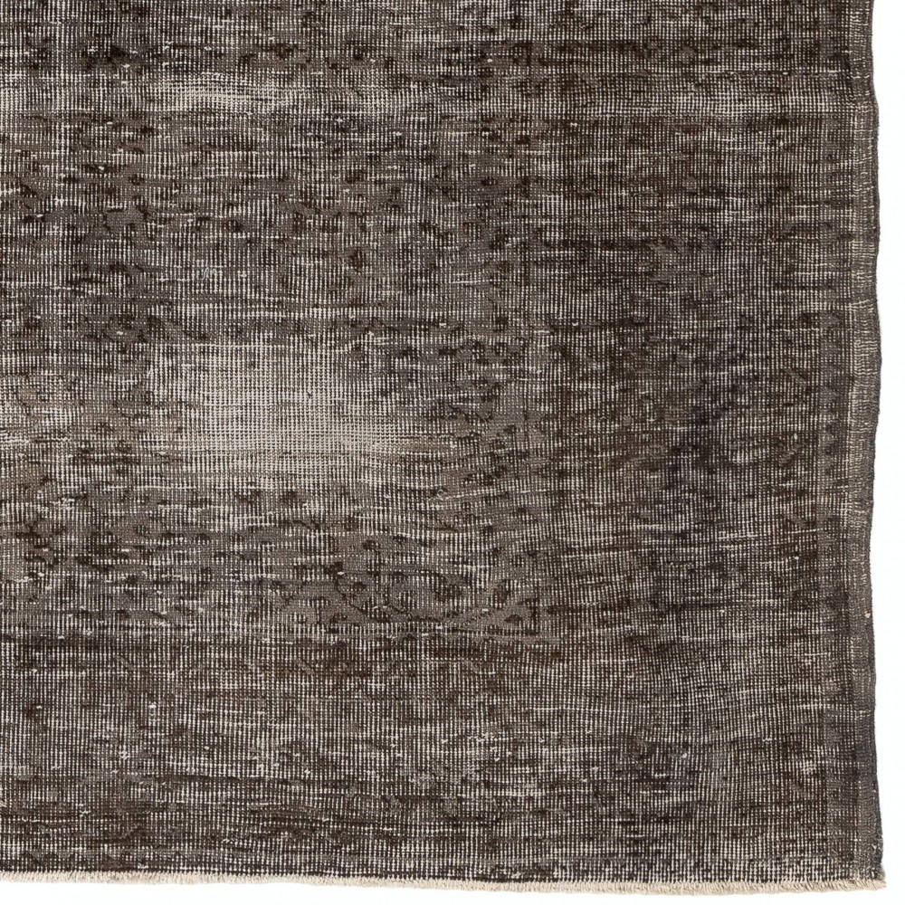 Gray Color Overdyed Distressed Vintage Turkish Rug