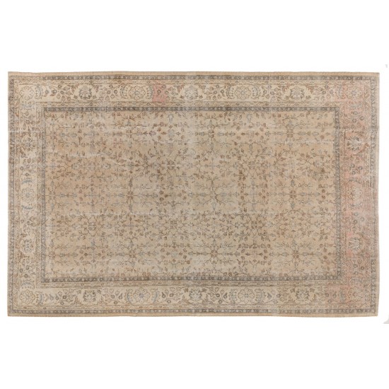 Hand-knotted Vintage Turkish Area Rug in Muted, Earthy Colors