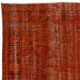 Distressed Vintage Handmade Turkish Rug with Medallion Design Over-dyed in Orange Color