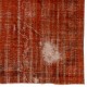 Distressed Vintage Handmade Turkish Rug with Medallion Design Over-dyed in Orange Color