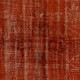 Distressed Vintage Handmade Turkish Rug with Medallion Design Over-dyed in Orange Color