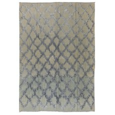Gray Color Diamond Pattern Mohair Tulu Rug, Wool Floor Covering