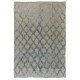 Gray Color Diamond Pattern Mohair Tulu Rug, Wool Floor Covering