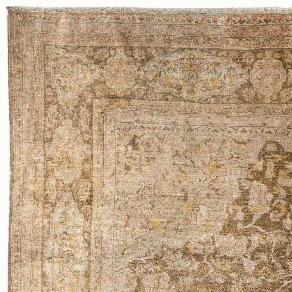 Semi Antique Turkish Sivas Rug in Soft Colors, Velvety Wool Pile