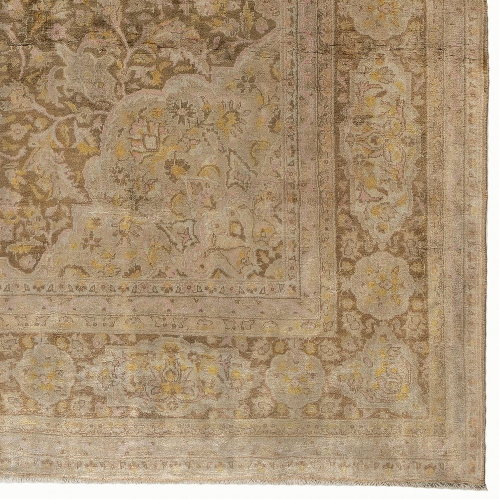 Semi Antique Turkish Sivas Rug in Soft Colors, Velvety Wool Pile