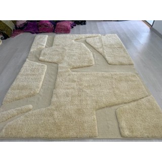 Cream Handmade Tulu Rug. 100% Natural Wool and Very Soft. Custom Options Available