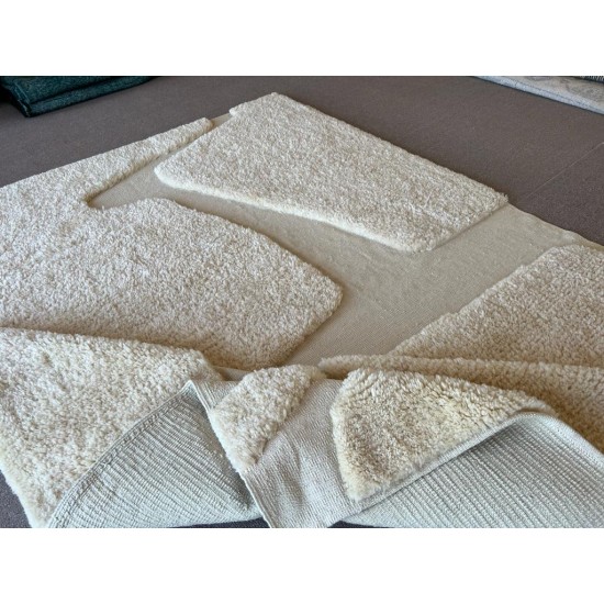 Cream Handmade Tulu Rug. 100% Natural Wool and Very Soft. Custom Shaggy Carpet
