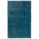 Vintage Art Deco Rug Overdyed in Blue for Modern Home & Office Decor