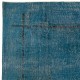 Vintage Art Deco Rug Overdyed in Blue for Modern Home & Office Decor