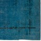 Vintage Art Deco Rug Overdyed in Blue for Modern Home & Office Decor