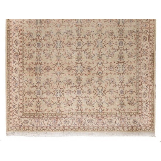 Hand Knotted Vintage Central Anatolian Area Rug with Floral Design