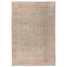 Vintage Hand Knotted Oushak Rug in Soft, Muted Colors