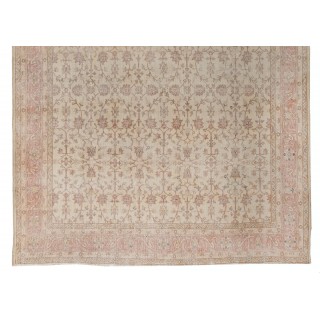One of a kind Vintage Turkish Oushak Rug in in Pink and Beige. Hand Knotted Living Room Carpet One of a kind Vintage Turkish Oushak Rug in in Pink and Beige. Hand Knotted Living Room Carpet