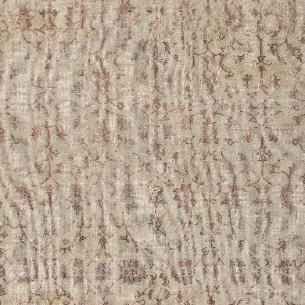 Vintage Hand Knotted Oushak Rug in Soft, Muted Colors