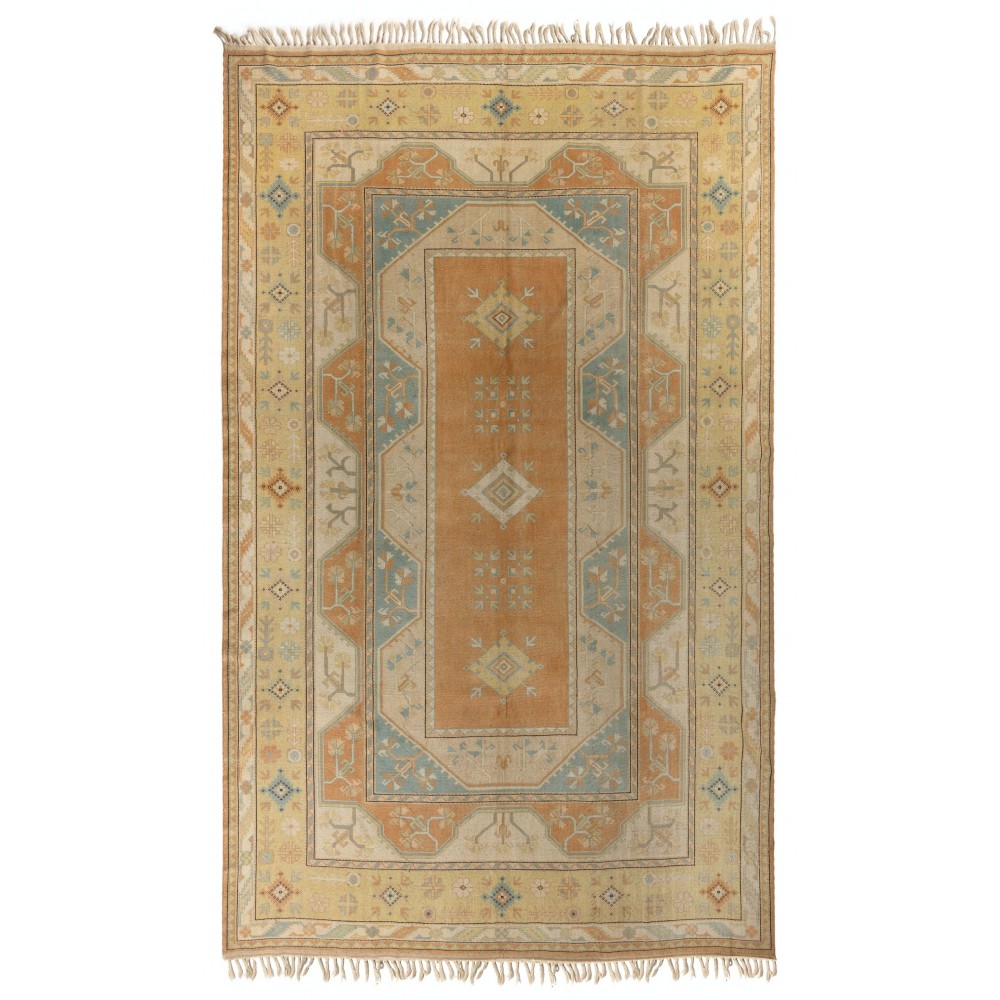Vintage Melas Rug, Soft Earthy Colors, 100% Wool Hand Knotted Carpet