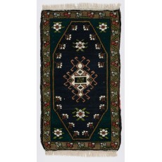 Vintage Handmade Accent Rug, Turkish Door Mat, Traditional Cushion Cover or Seat Cover