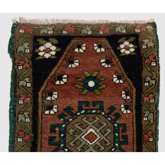 Mid-Century Handmade Accent Rug, Turkish Door Mat, Authentic Bath Mat