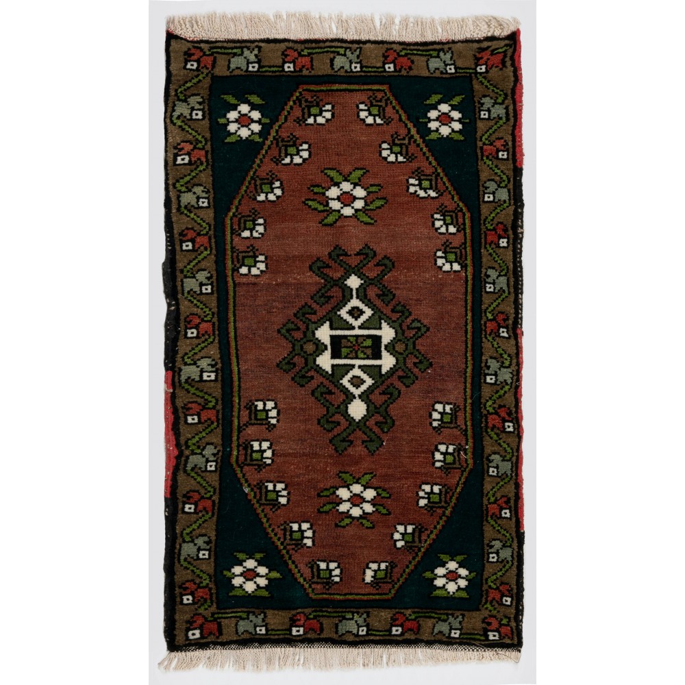 Handmade Central Anatolian Village Accent Rug, Vintage Door Mat, Bath Mat